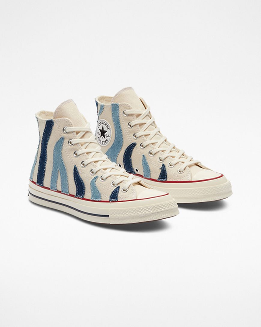 Pánské Boty Vysoké Converse Chuck 70 Denim Béžový Blankyt | CZ JZHQ02